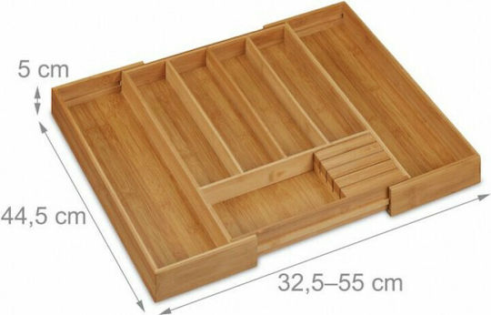 Relaxdays Drawer Cutlery Tray Opening Wooden 55x44.5x5cm Brown