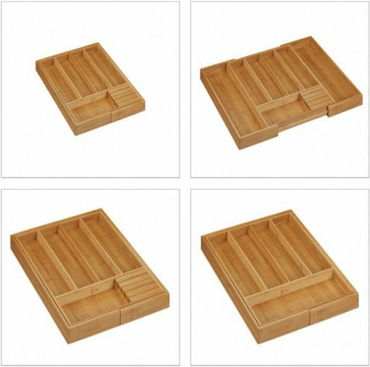 Relaxdays Drawer Cutlery Tray Opening Wooden 55x44.5x5cm Brown