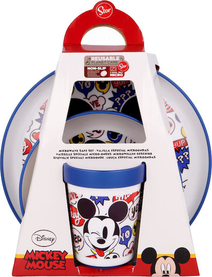 Stor Feeding Set It´s a Mickey Thing made of Plastic with Non-Slip Base Blue 3pcs