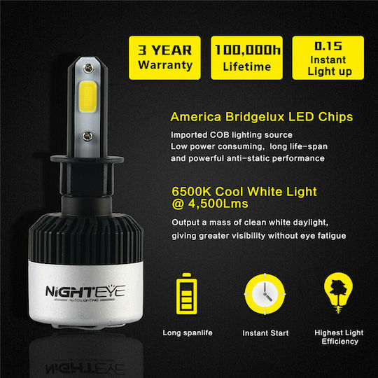 NovSight Λάμπες Αυτοκινήτου & Μοτοσυκλέτας H3 LED 6500K Ψυχρό Λευκό 9-32V 36W 2τμχ