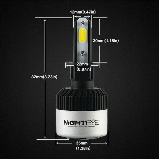 NovSight Λάμπες Αυτοκινήτου & Μοτοσυκλέτας H3 LED 6500K Ψυχρό Λευκό 9-32V 36W 2τμχ