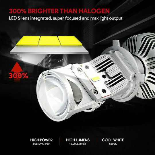 NovSight Lampen Auto N26 H4 LED 6500K Kaltes Weiß 12-24V 90W 2Stück