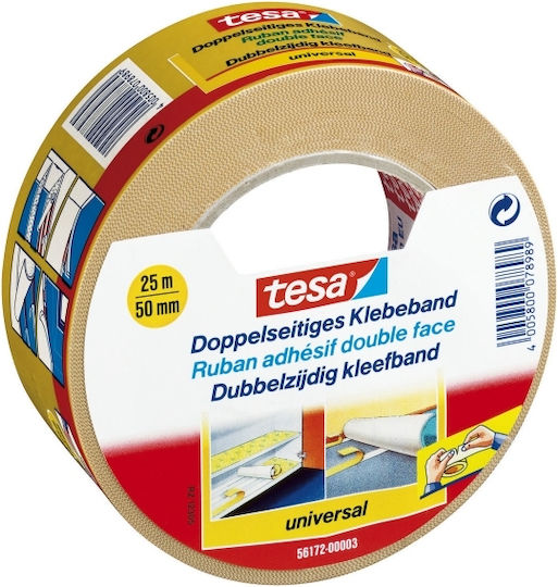 Tesa Universal Self-Adhesive Double-Sided Tape Beige 50mmx25m 1pcs