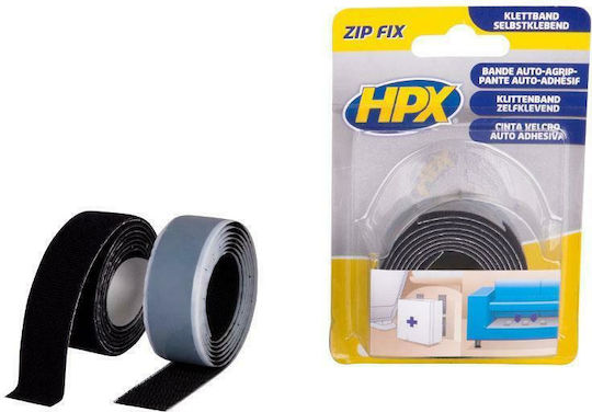HPX Zip Fix Αυτοκόλλητη Ταινία Χριτς Χρατς Μαύρη 1mx20mm