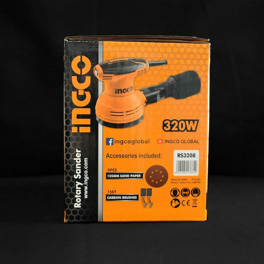 Ingco RS3208 Έκκεντρο Τριβείο Χούφτας 125mm Ρεύματος 320W με Σύστημα Αναρρόφησης