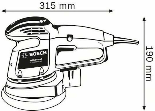 Bosch GEX 34-150 Electric Eccentric Sander 150mm Electric 340W with Speed Control and with Suction System 0601372800