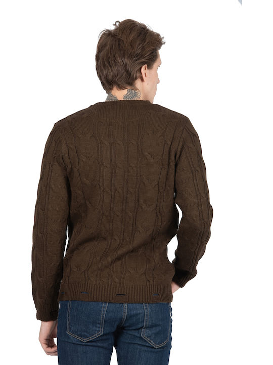 Besilent Man Men's Long Sleeve Sweater Brown