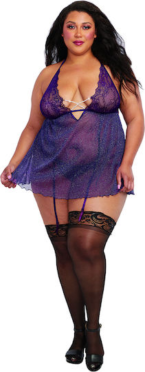 Dreamgirl Σετ Sexy Babydoll με Δαντέλα Purple
