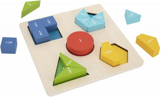 Ξύλινο Παιδικό Puzzle Σφηνώματα Σχήματα και Κλάσματα 15pcs Tooky Toys