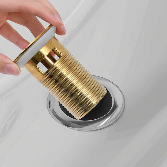 vidaXL Cupru Supapă Chiuveta cu Preaplin, Ieșire 40mm și Dimensiune 6.4x6.4cm Auriu