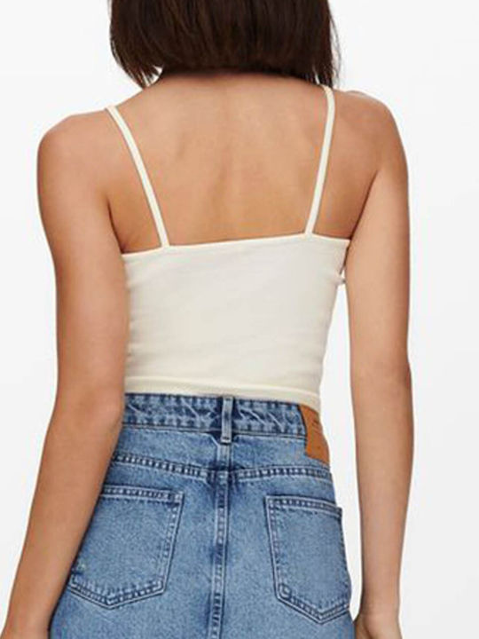 Life Γυναικείο Καλοκαιρινό Crop Top Βαμβακερό με Τιράντες Λευκό