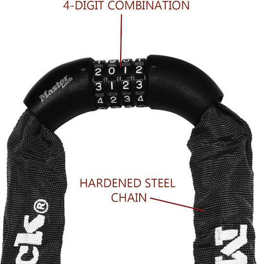 Master Lock Κλειδαριά Ποδηλάτου Κουλούρα με Συνδυασμό Μαύρη