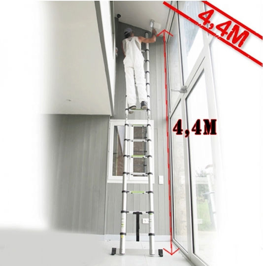 Herzberg Teleskopische Leiter Aluminium 14 Stufen mit maximaler Höhe 4.4m