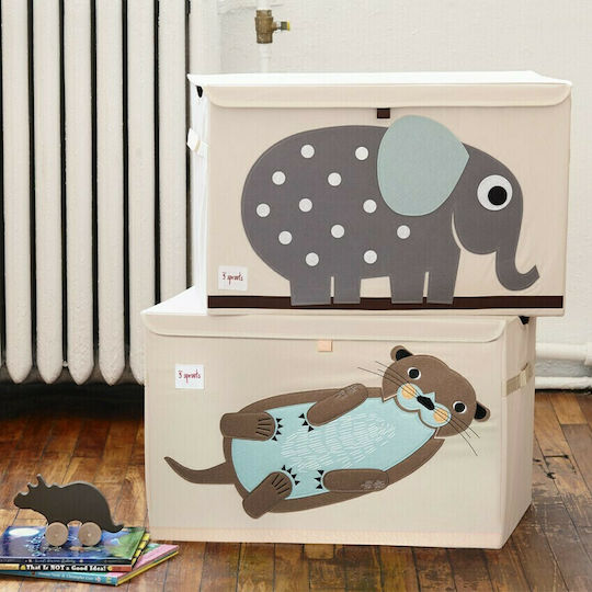 3 Sprouts Kinder Aufbewahrungsbox Faltbar aus Stoff Otter Türkis 61x37x38cm 1Stück