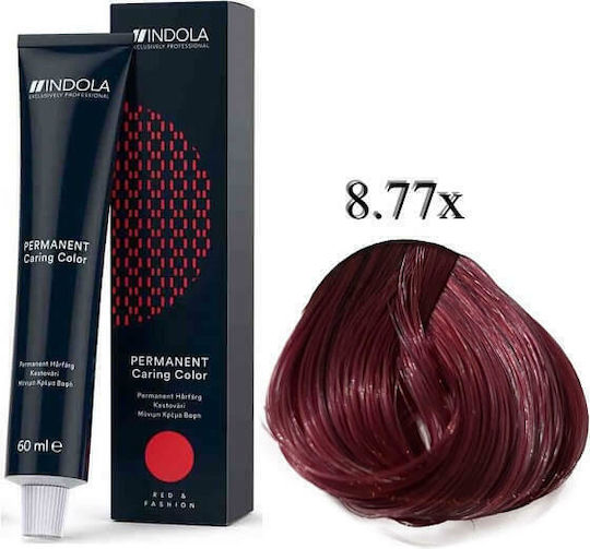 Indola Перманентна Грижеща Боя Червено & Модна Бои За Коса 8.77x Светло Русо Много Интензивно Виолетово 60мл