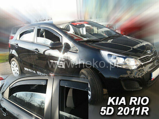 Heko Set of Windbreakers Front and Rear Car Dark Fime for Kia Rio 4pcs