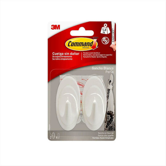 3M Command 17086Q mit Aufkleber Kunststoff Weiß 2Stück