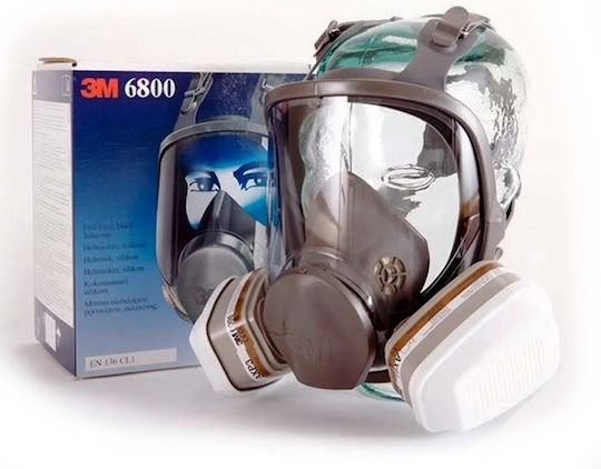 3M Mask Full Face with 6057 ABE1 filters 6800 Gray