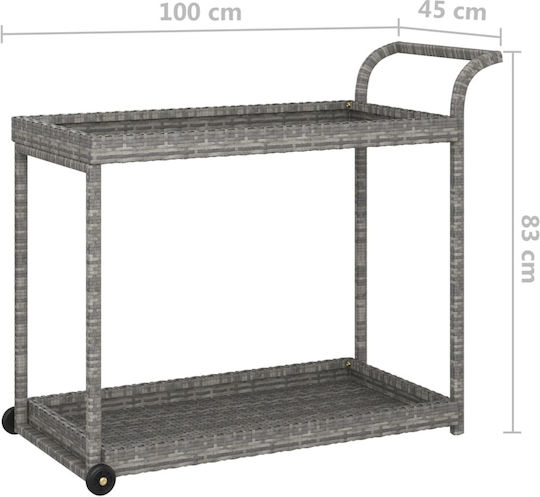 Auxiliary Outdoor Free Standing Rattan Table Gray 100x45x83cm