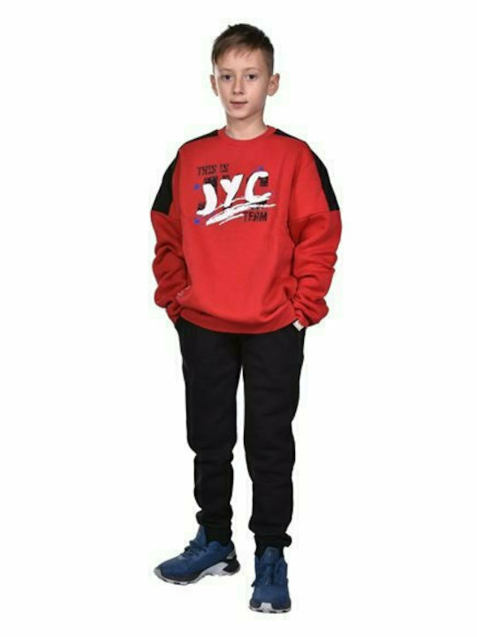 Joyce Kids Sweatpants Set Red 2pcs This Is Team