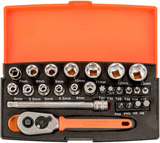 Bahco Set Ratchet 1\4" 25pcs
