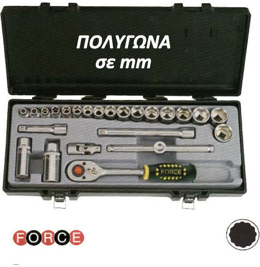Force Ratschen- & Steckschlüssel-Sets 3\8" 24Stück