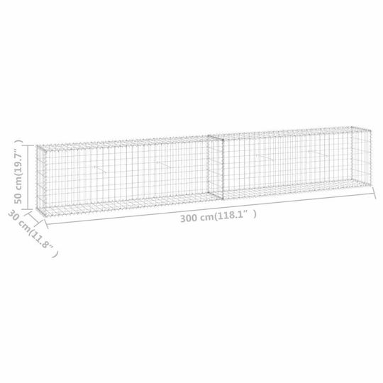 vidaXL Garden Fencing Material Wall with Covers 300x30x50 cm. 1pcs Silver