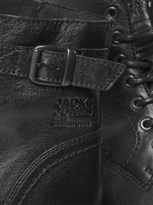 Leder Stiefel Anthracite Black