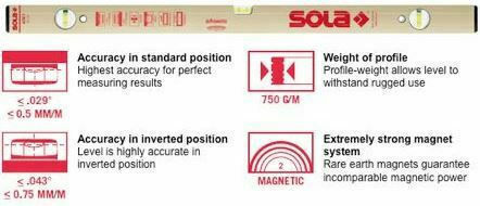 Sola AZM 030 Spirit Level Aluminum Magnetic 30cm with 2 Eyes