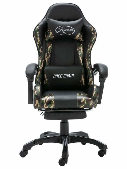 vidaXL Racing Artificial Leather Gaming Chair with Footrest Black / Camo