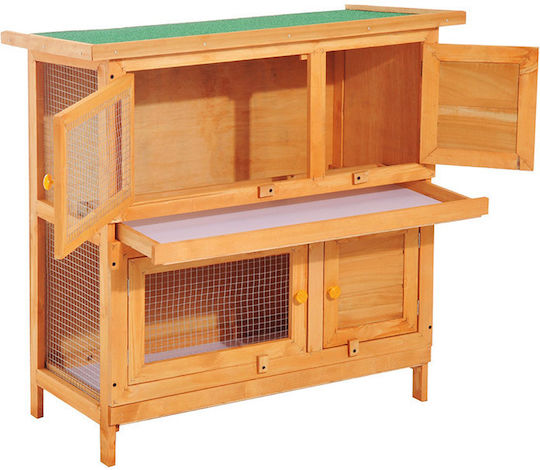 Pawhut Cușcă pentru Rozătoare Din Lemn Cușcă pentru Exterior pentru Animale de Companie 90x45x90cm