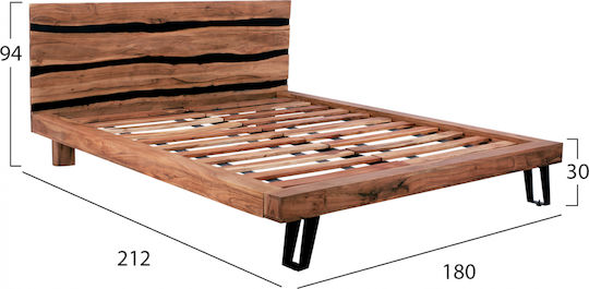 Κρεβάτι Υπέρδιπλο για Στρώμα 160x200cm Ακακίας
