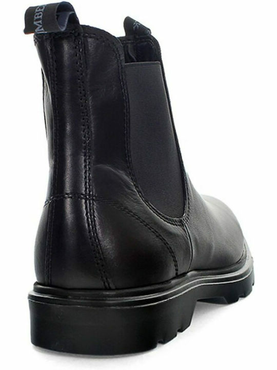 Hernest Leder Schwarz Chelsea Stiefeletten