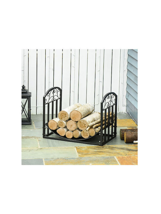 Outsunny Metallisch Korb Holzlagerung 60.5x36x46.5cm