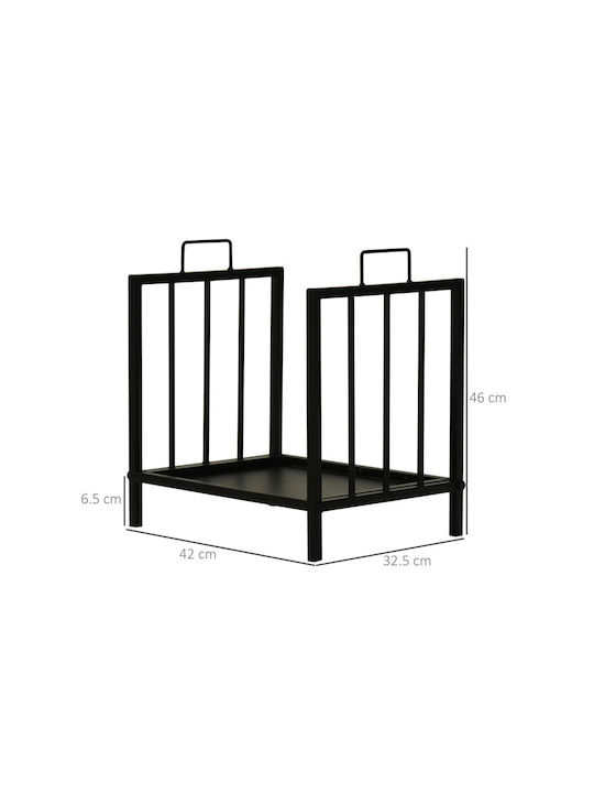 Outsunny Μεταλλικό Ράφι Αποθήκευσης Ξύλων 42x32.5x46cm Μαύρο