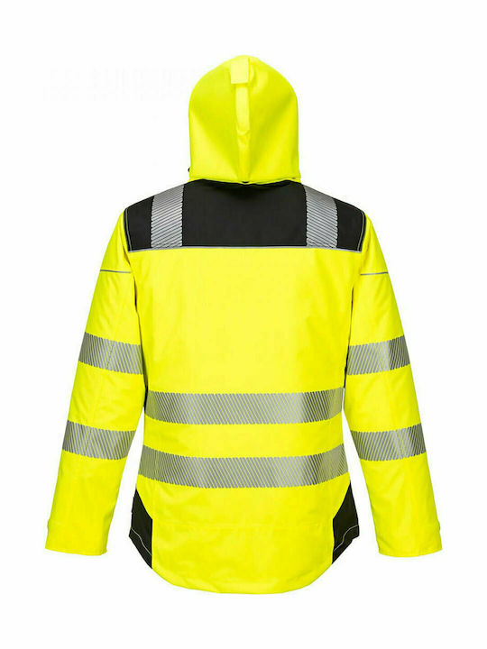 Portwest Work Jackets Reflective with Removable Lining and Detachable Hood Yellow