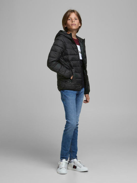 Kids' Quilted Jacket Short with Hood Black