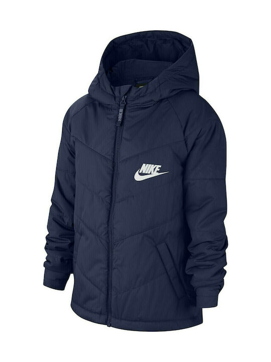 Nike Kids' Sports Jacket Short with Hood Navy Blue Sportswear