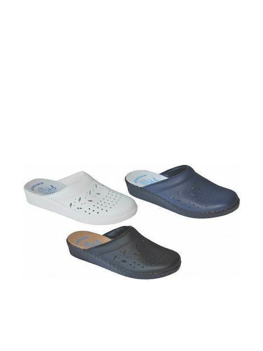 Fly Flot Women's Leather Anatomic Clogs Black