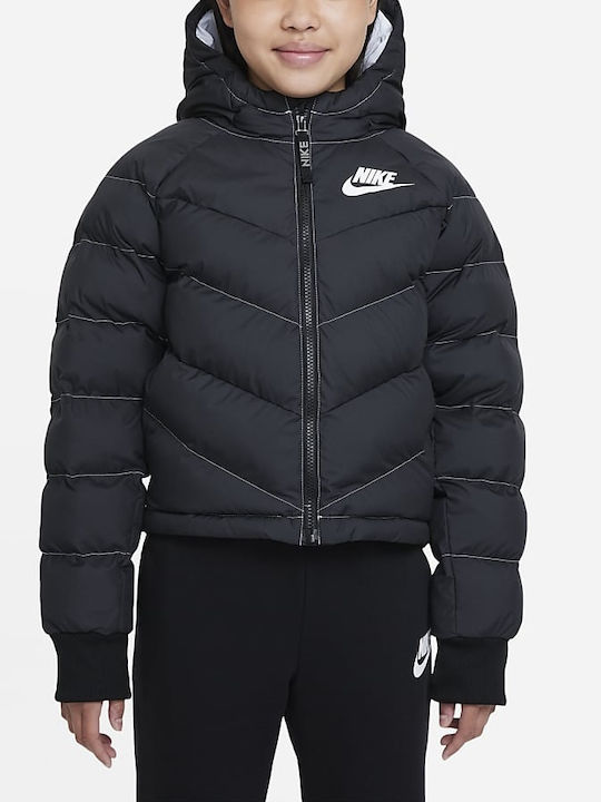 Kids' Sports Jacket Short with Hood Black Sportswear