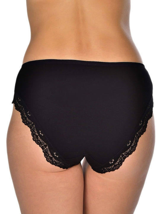 Jokers Baumwolle Damen Slip mit Spitze Schwarz