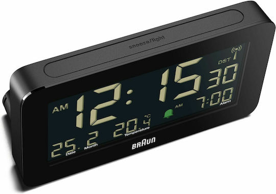 Braun BC10 Tabletop Digital Clock LCD With Alarm Clock & Radio Black 67602