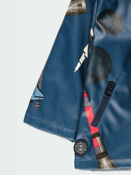 Wasserdicht Kinder Trenchcoat Lang mit Futter & Kapuze Blau