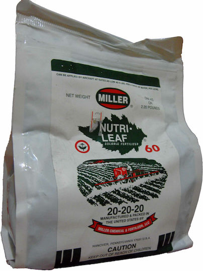 Miller Chemical Nutrileaf Crystal Fertilizer Nitrogen, Phosphorus, Potassium (20-20-20) General Use 1kg