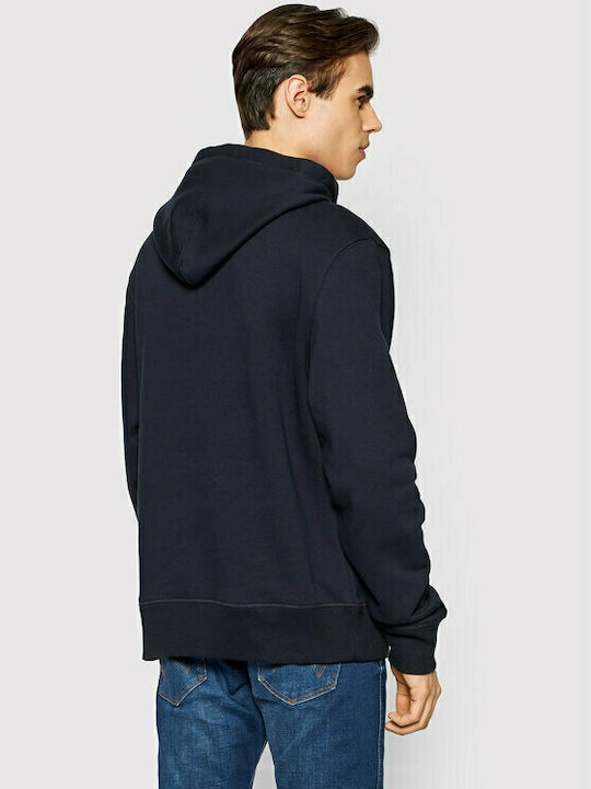 Tommy Hilfiger Ανδρικό Φούτερ με Κουκούλα και Τσέπες Fleece Navy Μπλε