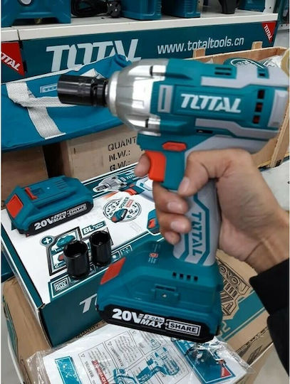Total Brushless Impact Wrench Battery 20V 2x2Ah with Socket 1/2"