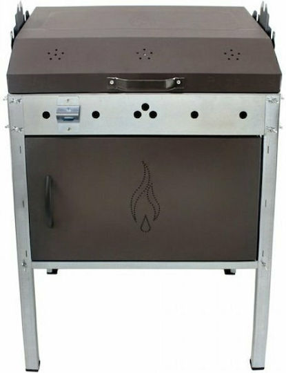 Pitsilos Galvanized Charcoal Grill with Lid 55cmx40cm