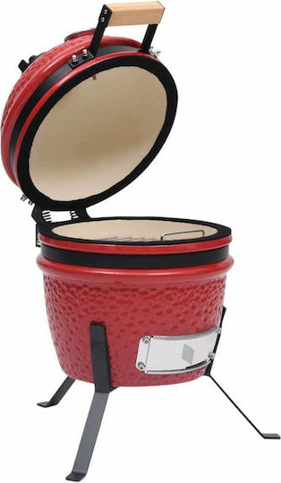 vidaXL Ceramică Grătar cu Cărbuni Kamado cu Capac, Termometru și Afumătoare 56cmx56cm