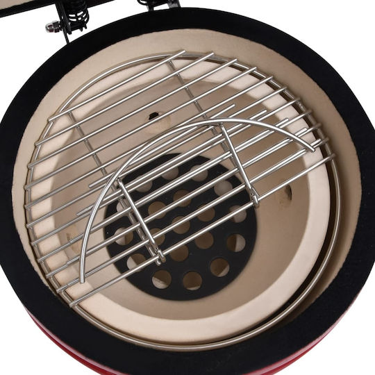 vidaXL Ceramică Grătar cu Cărbuni Kamado cu Capac, Termometru și Afumătoare 56cmx56cm
