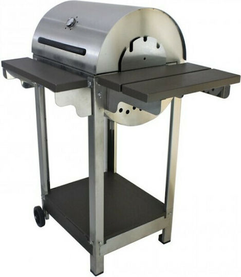 Pitsilos Rostfreier Stahl Holzkohlegrill mit Deckel und Thermometer 45cmx40cm